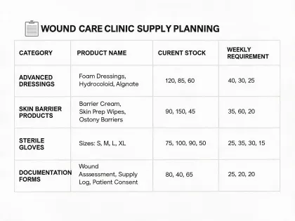 Wound care clinic supply planning